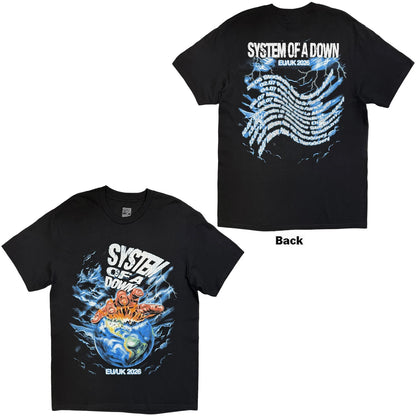 System Of A Down Unisex T-Shirt: Hand/Globe Tour &