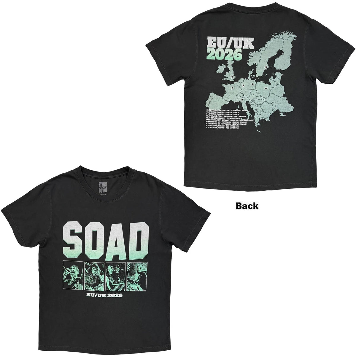 System Of A Down Unisex T-Shirt: Map Dateback Tour &