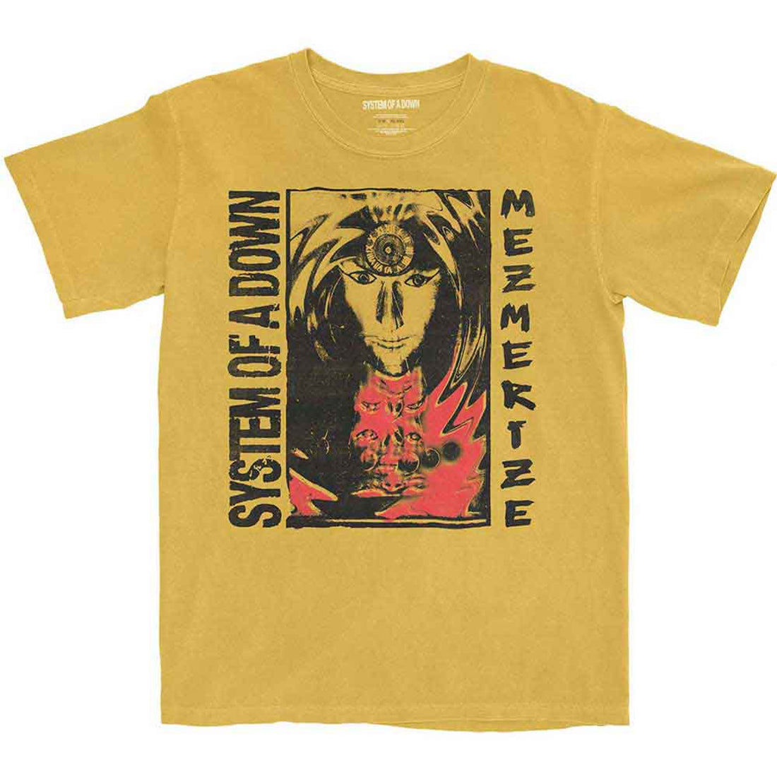 System Of A Down Unisex T-Shirt: Reflections (Mustard Yellow Mineral Wash) (Wash Collection)