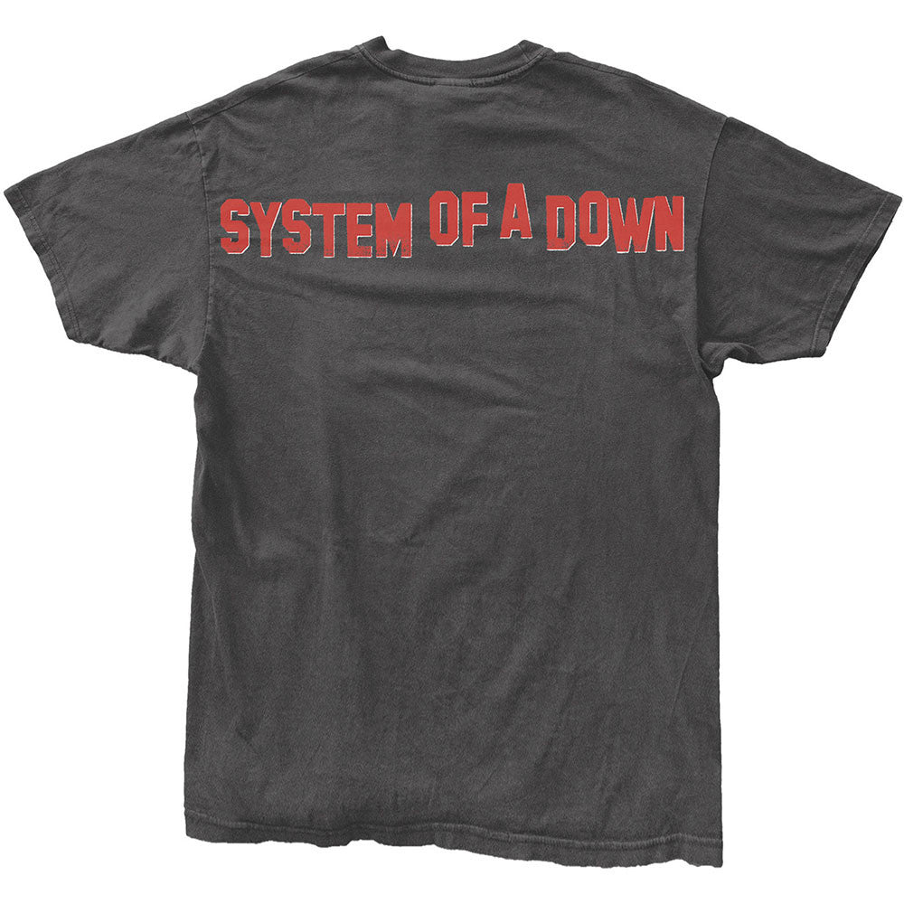 System Of A Down Unisex T-Shirt: Toxicity Stack (Charcoal Grey) (Back Print)