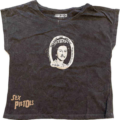 The Sex Pistols Ladies Crop Top: God Save The Queen (Black) (Wash Collection)