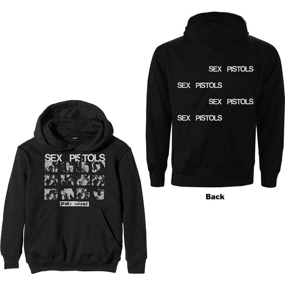 The Sex Pistols Unisex Pullover Hoodie: Pretty Vacant (Black) (Back Print)