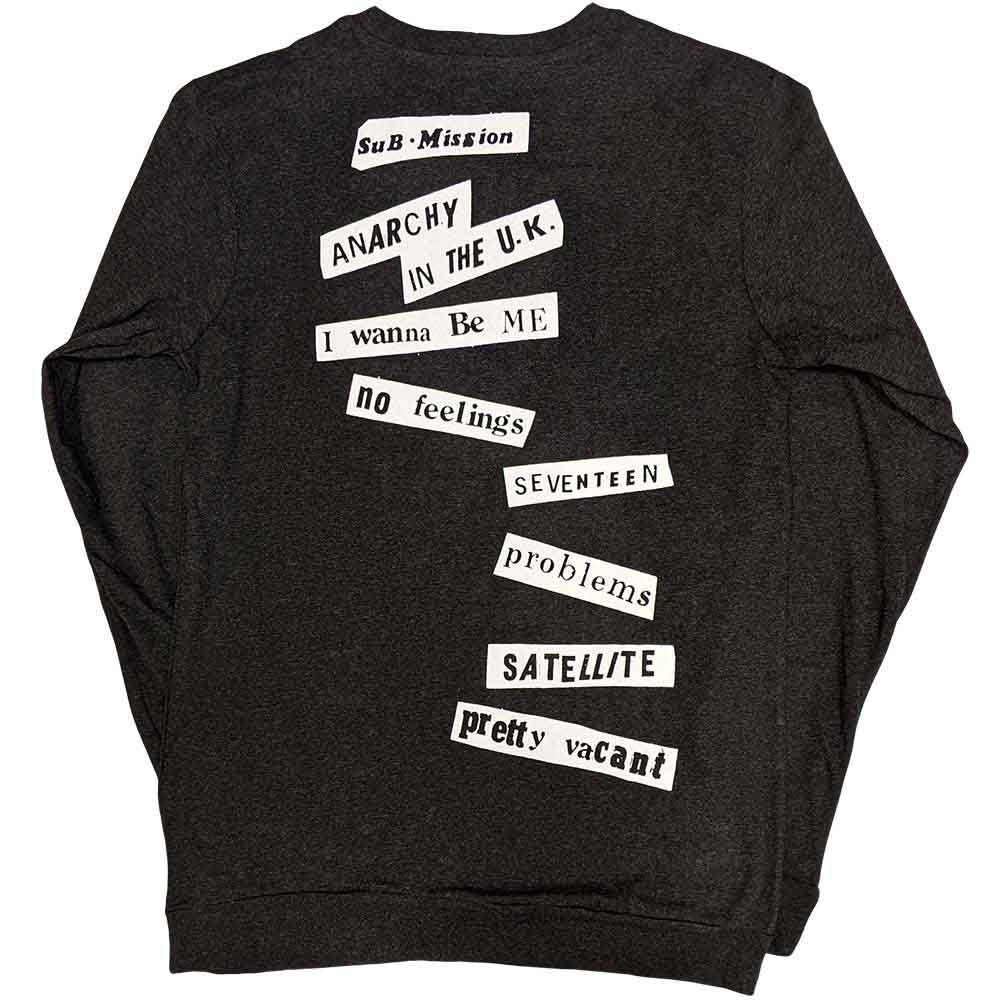 The Sex Pistols Unisex Long Sleeve T-Shirt: 100 Club (Charcoal Grey) (Back Print)