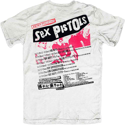 The Sex Pistols Unisex T-Shirt: Filthy Lucre Japan (White) (Back Print)
