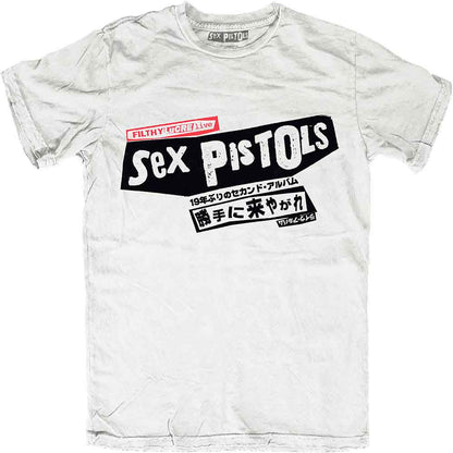 The Sex Pistols Unisex T-Shirt: Filthy Lucre Japan (White) (Back Print)
