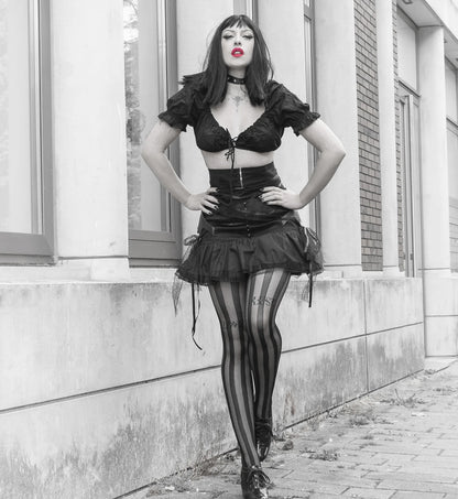 Solid Sheer Stripe Tights (Black)