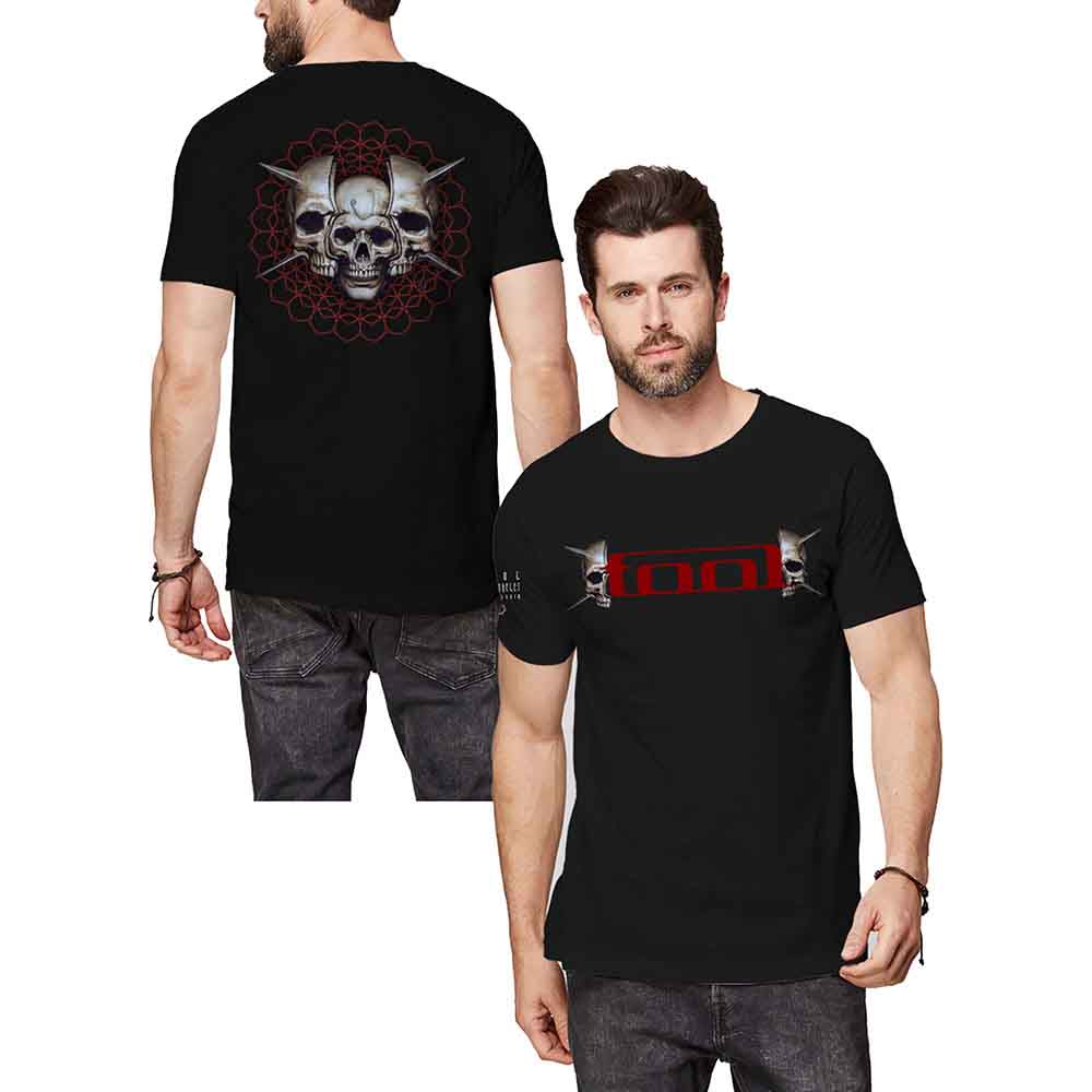 Tool Unisex T-Shirt: Skull Spikes (Black) (Back &amp; Sleeve Print)