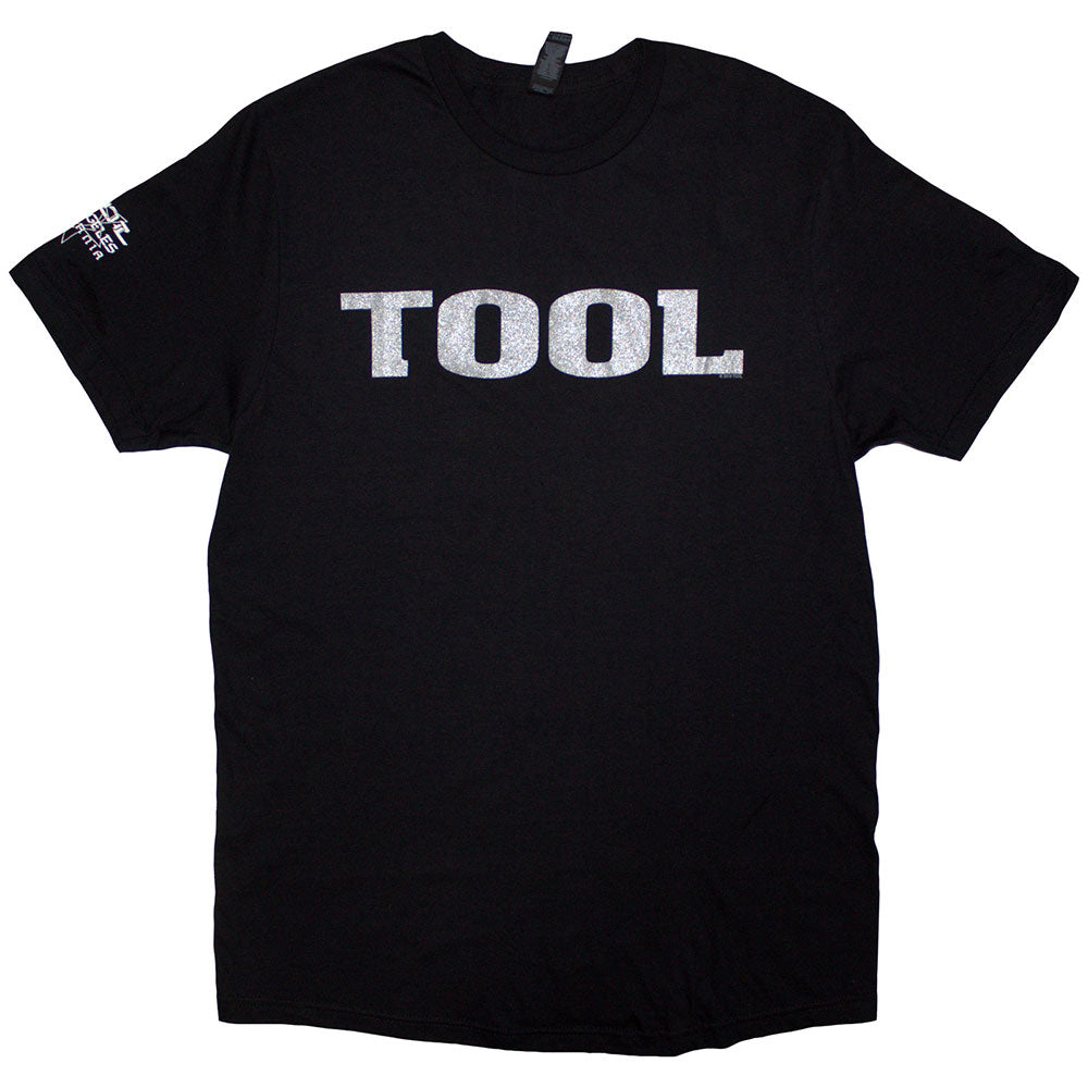 Tool Unisex T-Shirt: Metallic Silver Logo (Black) (Sleeve Print)