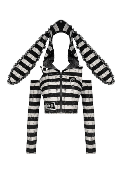 Prison Bunny Striped Crop Top (✦ Dark In Love) TW558