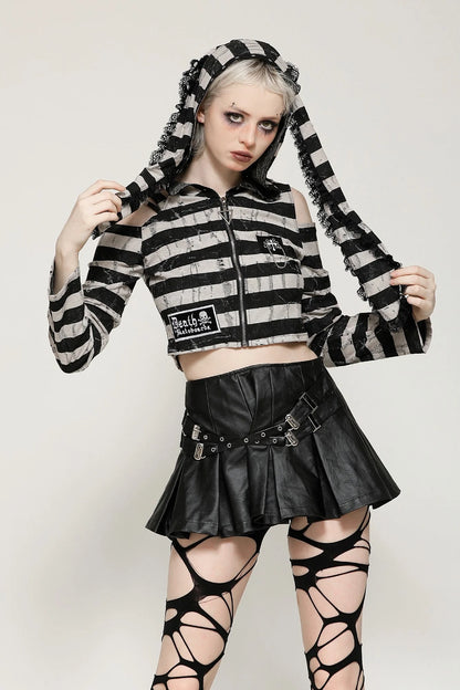 Prison Bunny Striped Crop Top (✦ Dark In Love) TW558