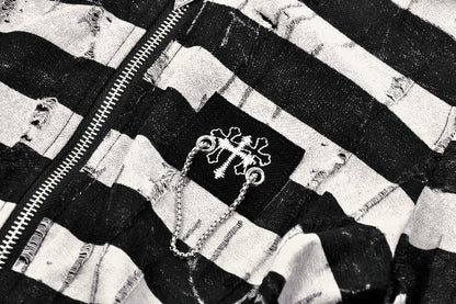 Prison Bunny Striped Crop Top (✦ Dark In Love) TW558