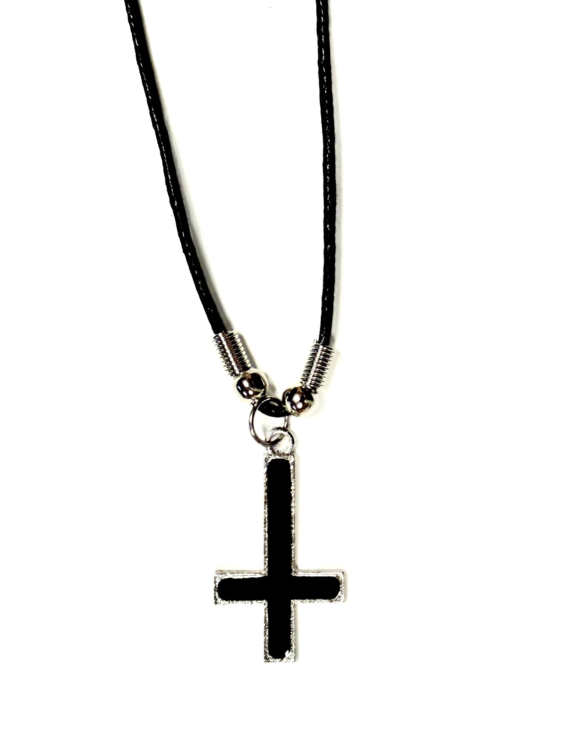 Upside Down Cross Corded Necklace