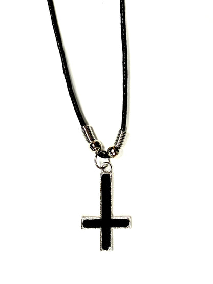 Upside Down Cross Corded Necklace