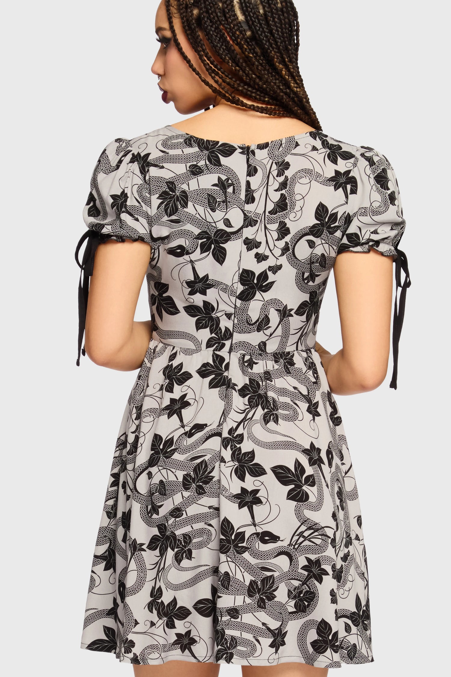 Venomous Rose Puffed Sleeve Mini Dress (✦ Killstar)