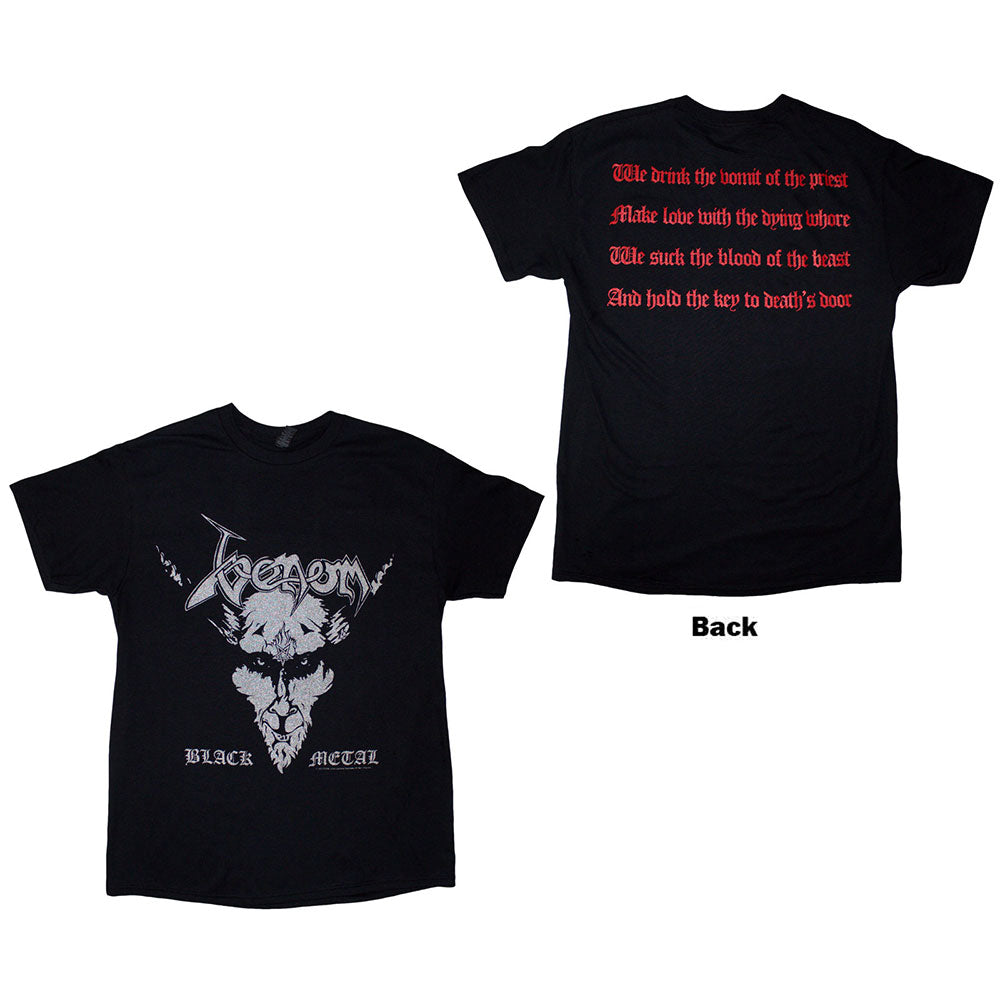 Venom Unisex T-Shirt: Black Metal (Black) (Back Print)
