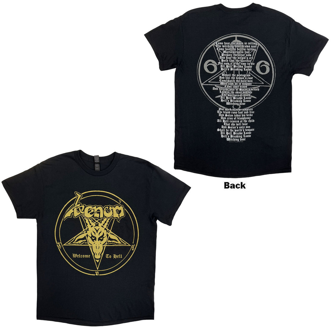 Venom Unisex T-Shirt: Welcome To Hell (Black) (Back Print)