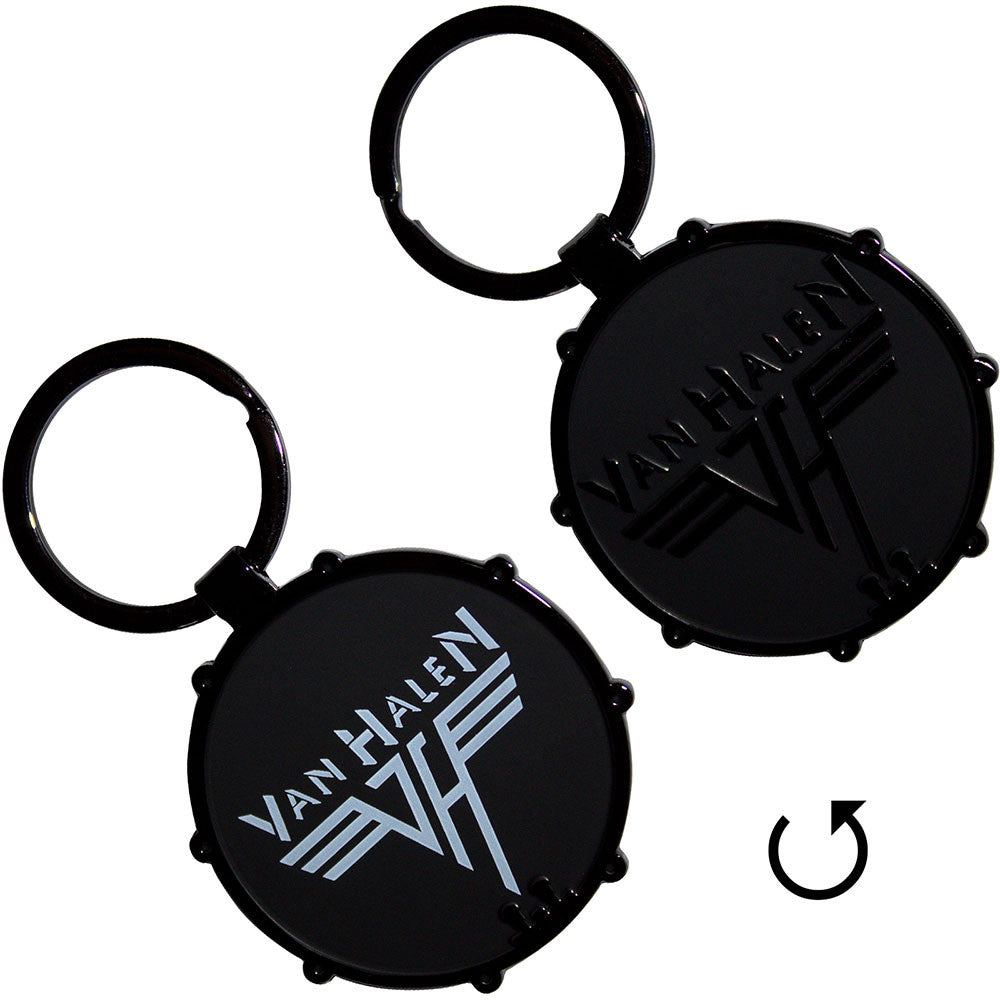 Van Halen Keychain: Retro Logo Drum (Double-Sided)