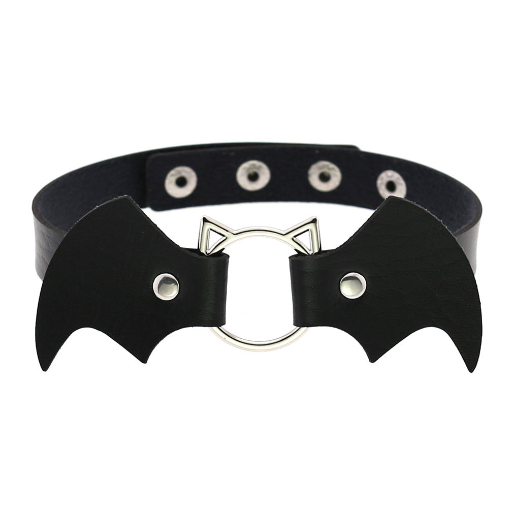 Vegan Leather Neckband: Bat Vampire