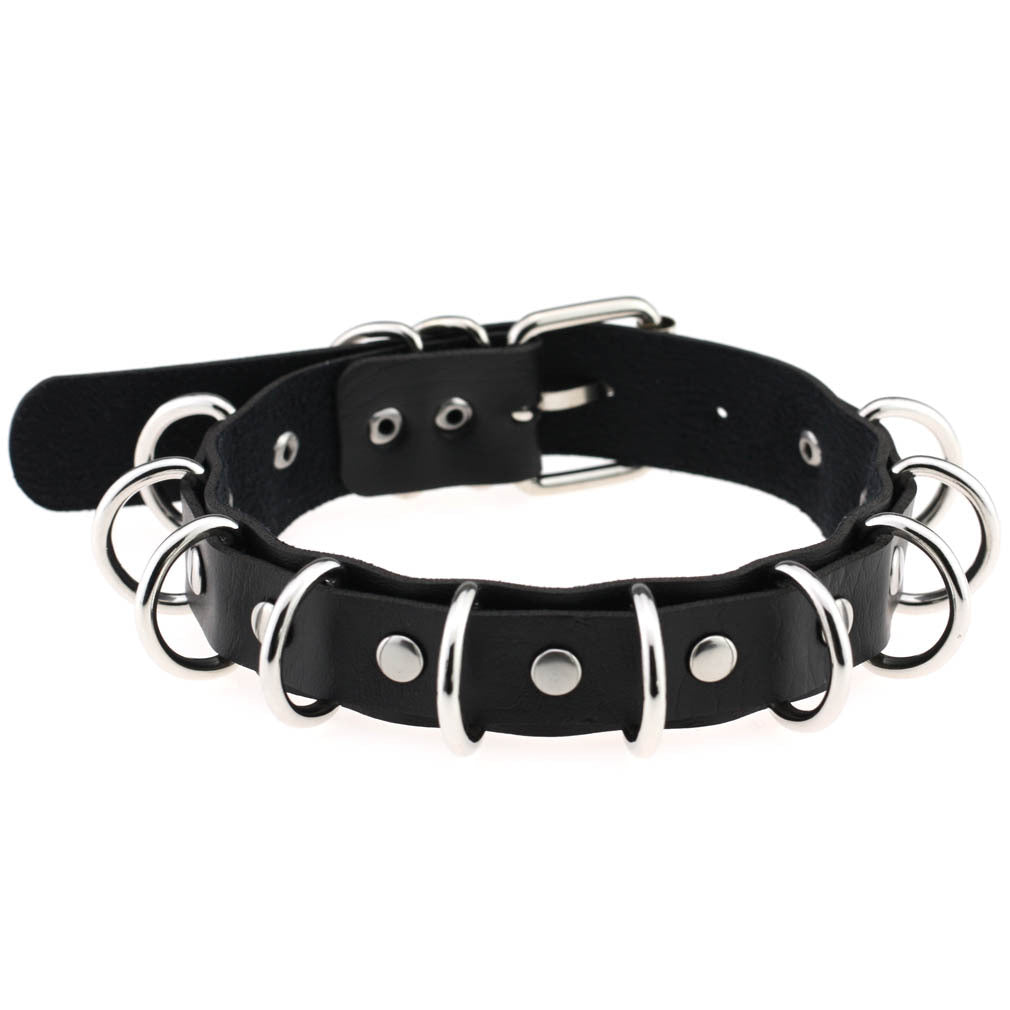 Vegan Leather Neckband: Multi Ring