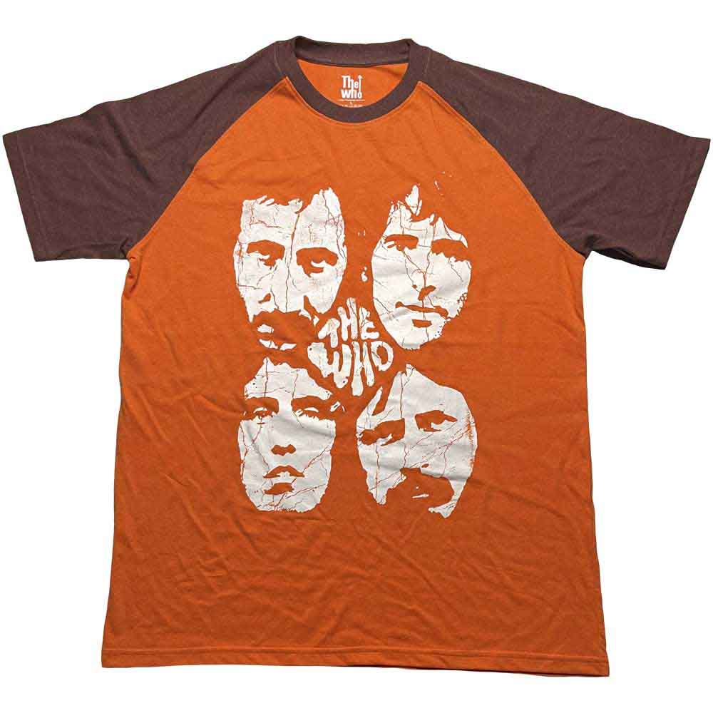 The Who Unisex Raglan T-Shirt: Faces (Brown &amp; Orange)