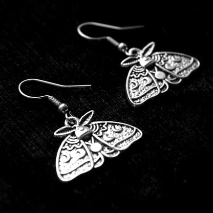 Moon Phase Moth Earrings