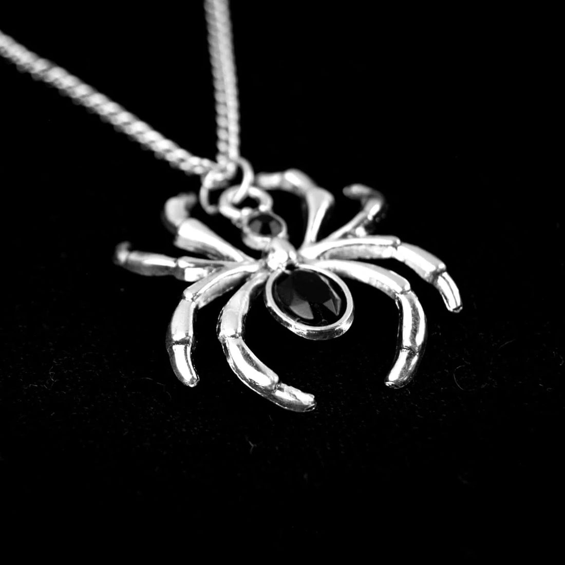 Black Gem Spider Necklace