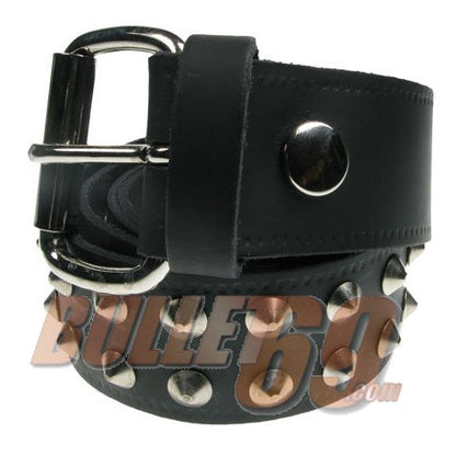 Leather Belt: 2 Rows Conical Studs