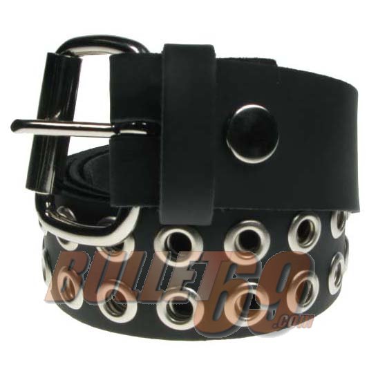 Leather Belt: 2 Row Open Eyelet Belt