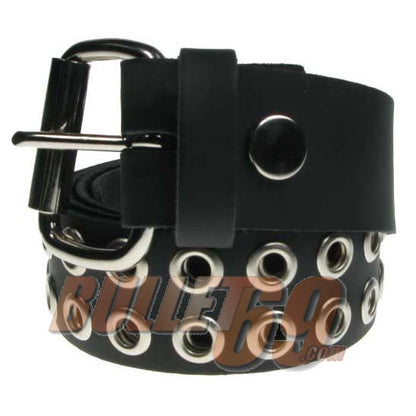 Leather Belt: 2 Row Open Eyelet Belt