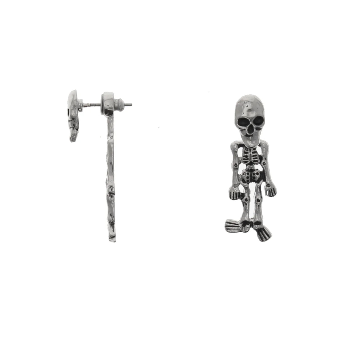 Skull Stud Earrings with Dangling Skeletons