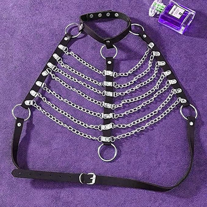 PU Choker &amp; Chain Top Harness