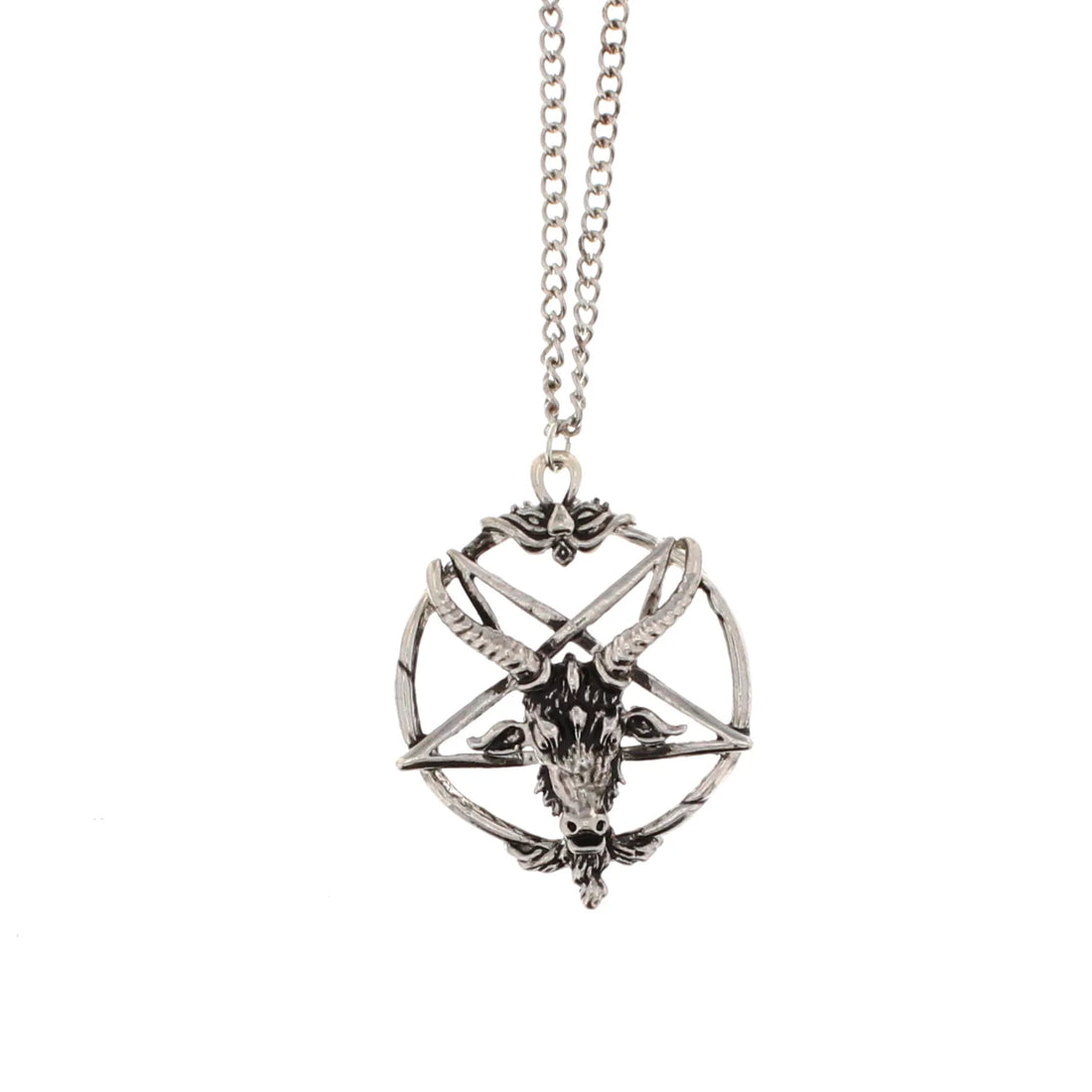 Ram on Pentagram Pendant Chain Necklace
