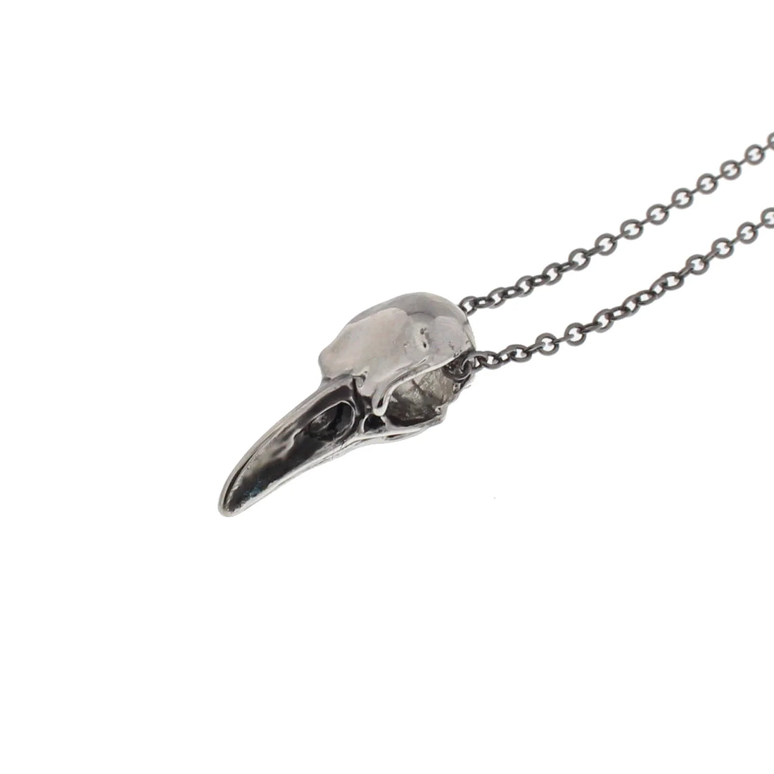 3D Raven Skull Pendant on Gun Metal Chain Necklace