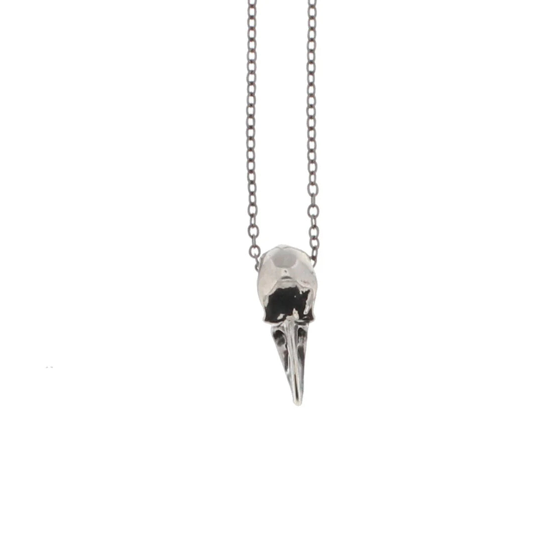 3D Raven Skull Pendant on Gun Metal Chain Necklace
