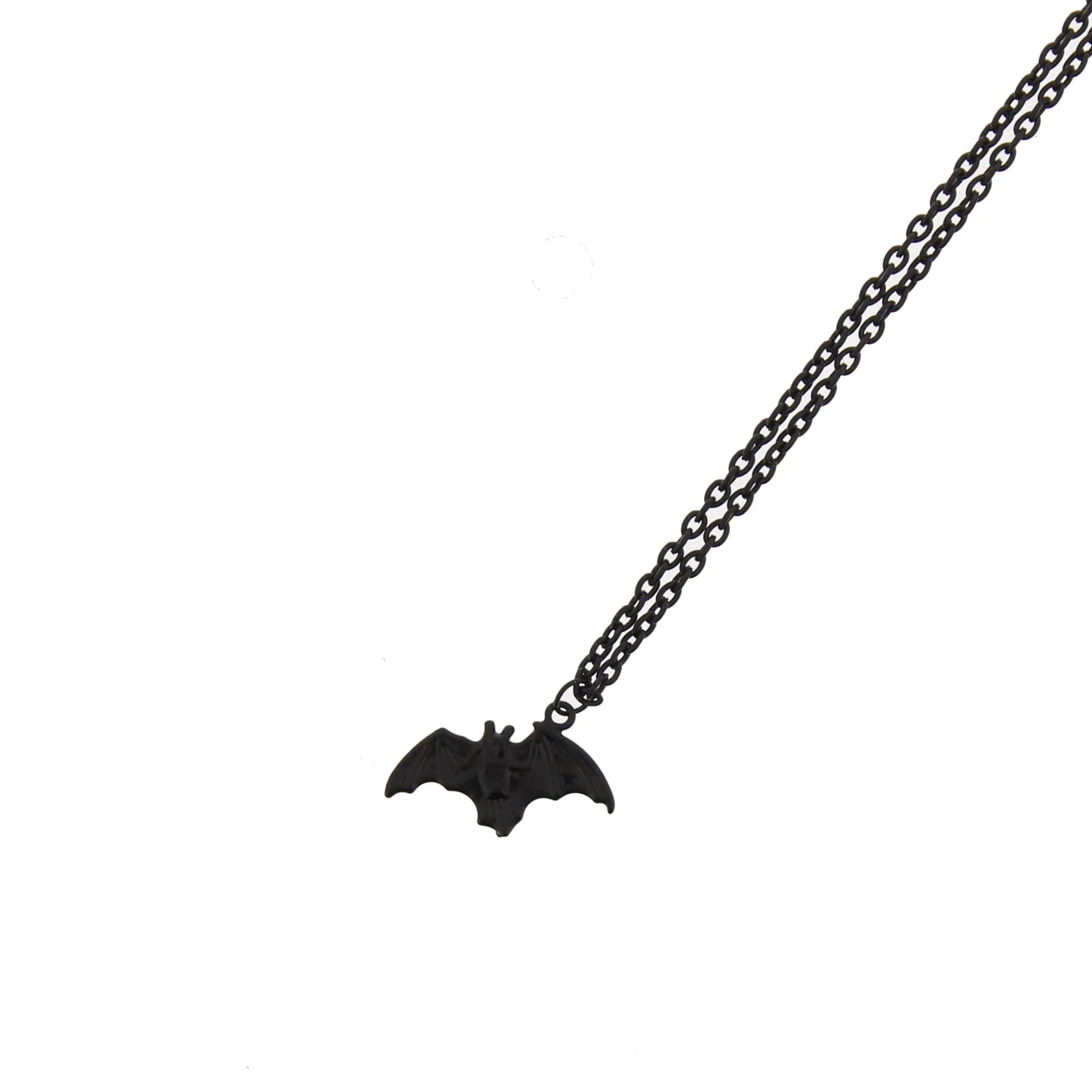 Small Black Bat on black Chain Necklace