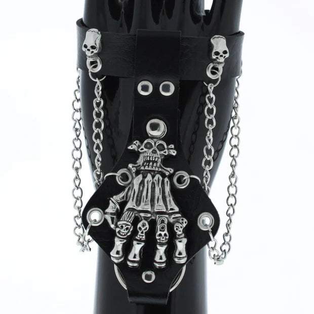 PU Bracelet Large Skeleton Hand &amp; Ring