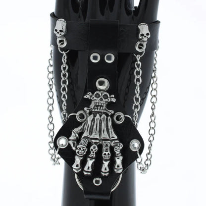 PU Bracelet Large Skeleton Hand &amp; Ring