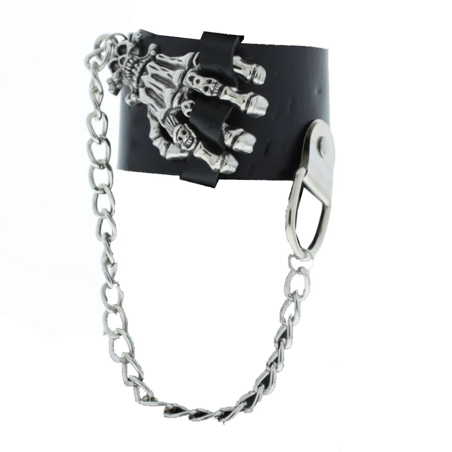 PU Bracelet Large Skeleton Hand &amp; Chains