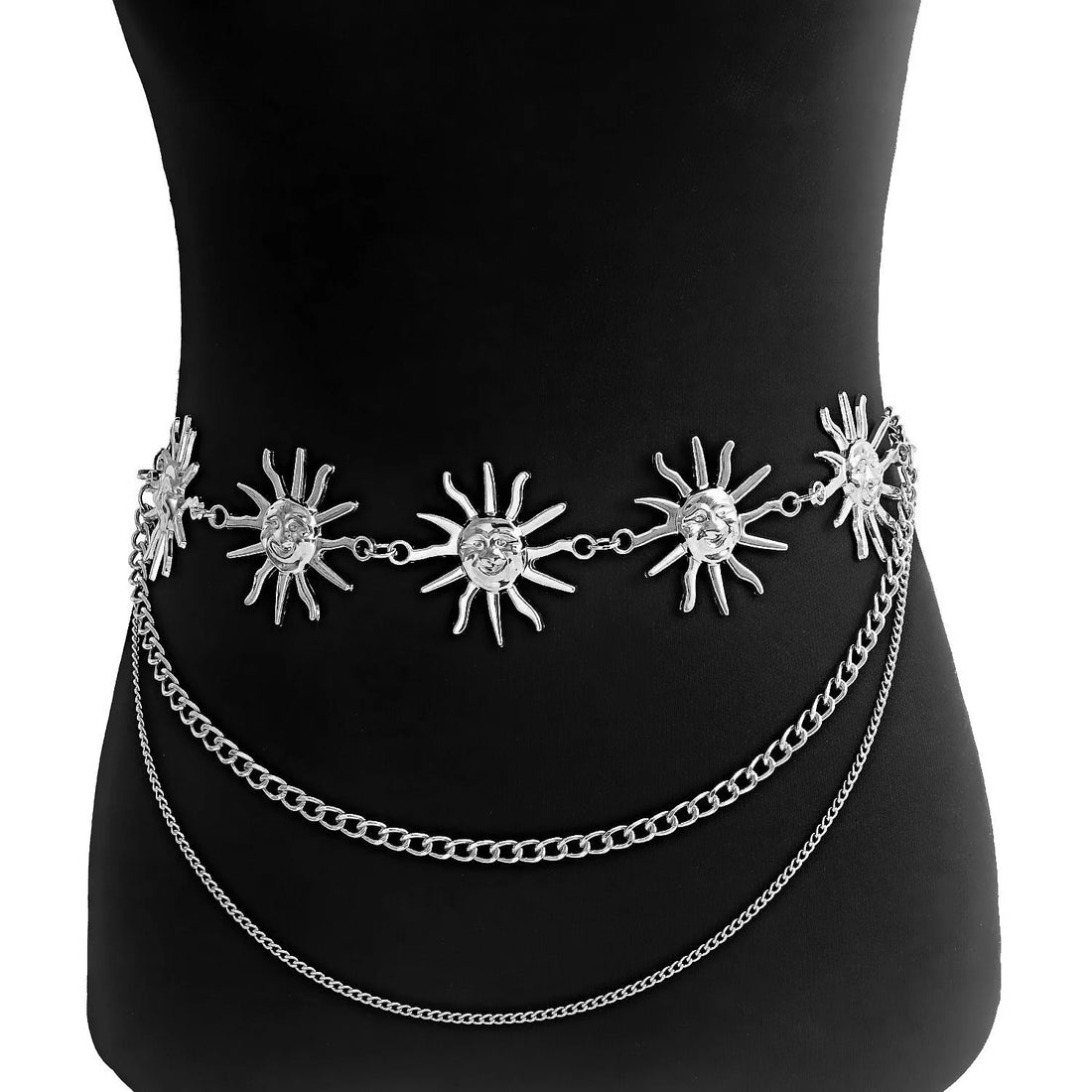 Sun Charm Triple Chain Belt (Silver or Gold)