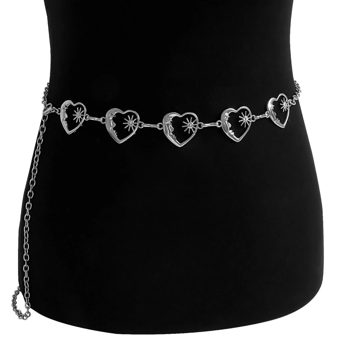 Heart Moon &amp; Star Charm Chain Belt (Silver or Gold)