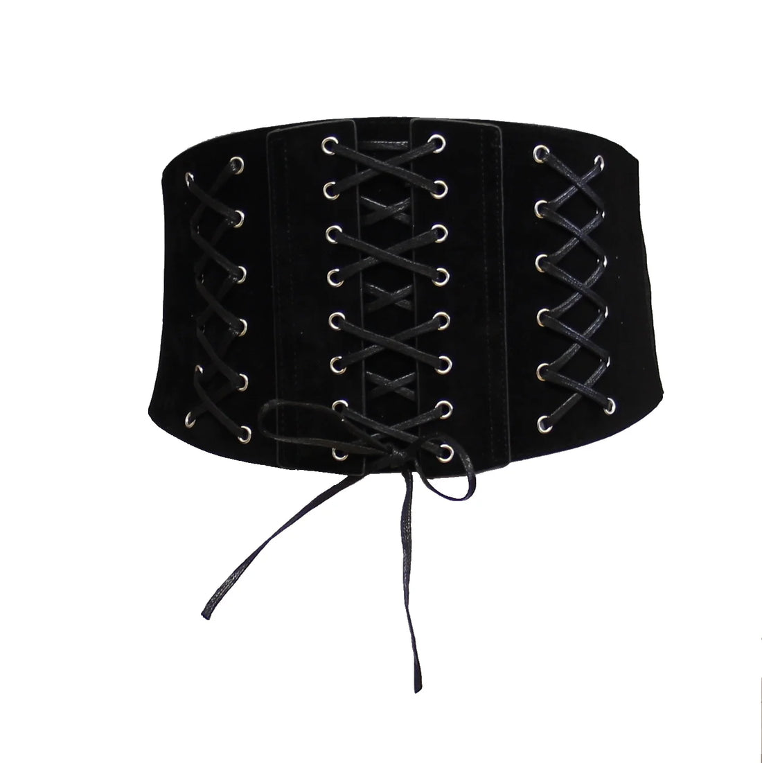 Very Wide Elasticated Suede Waist Lace Up Corset Belt - ZBELT505