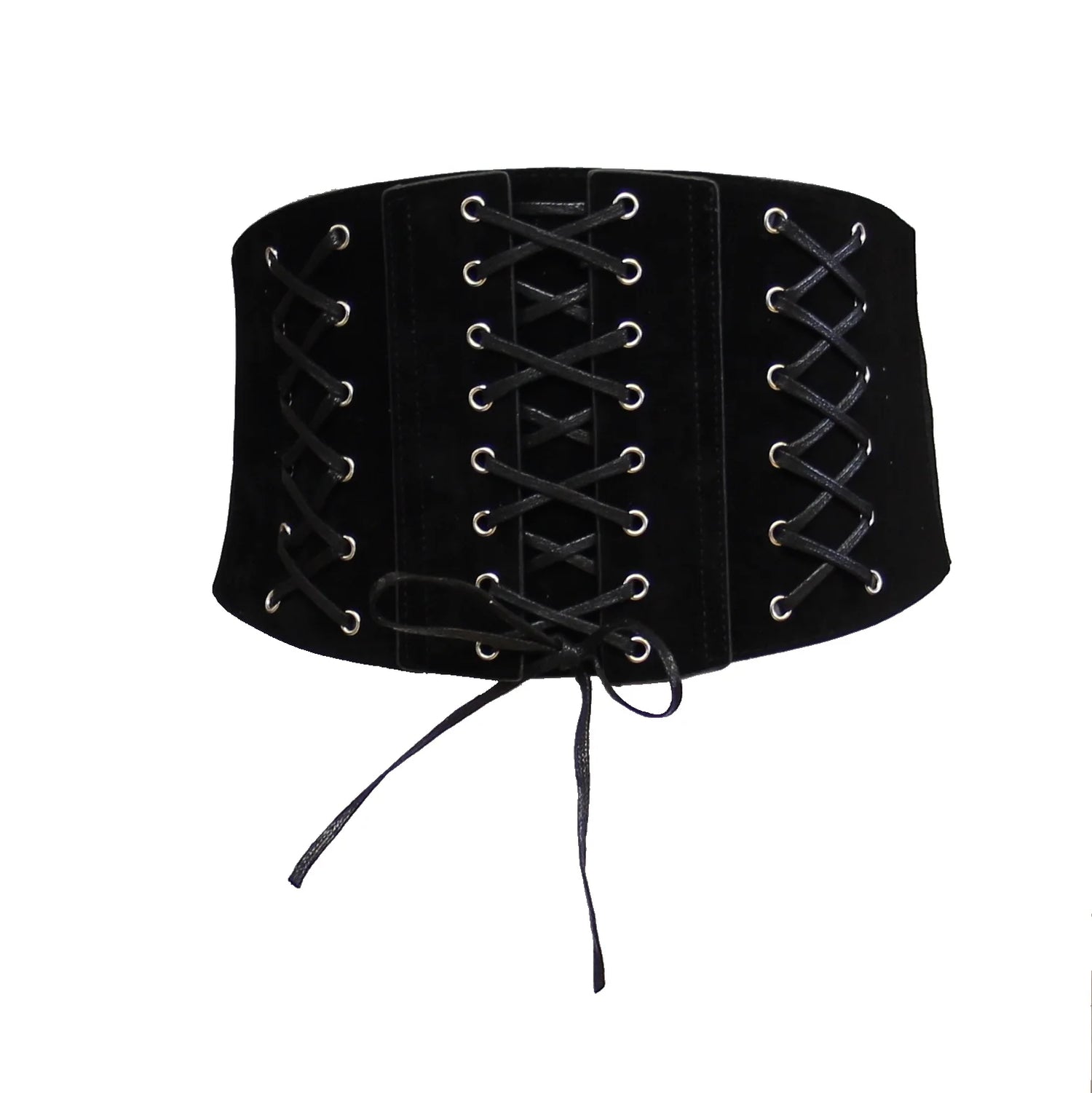 Very Wide Elasticated Suede Waist Lace Up Corset Belt - ZBELT505