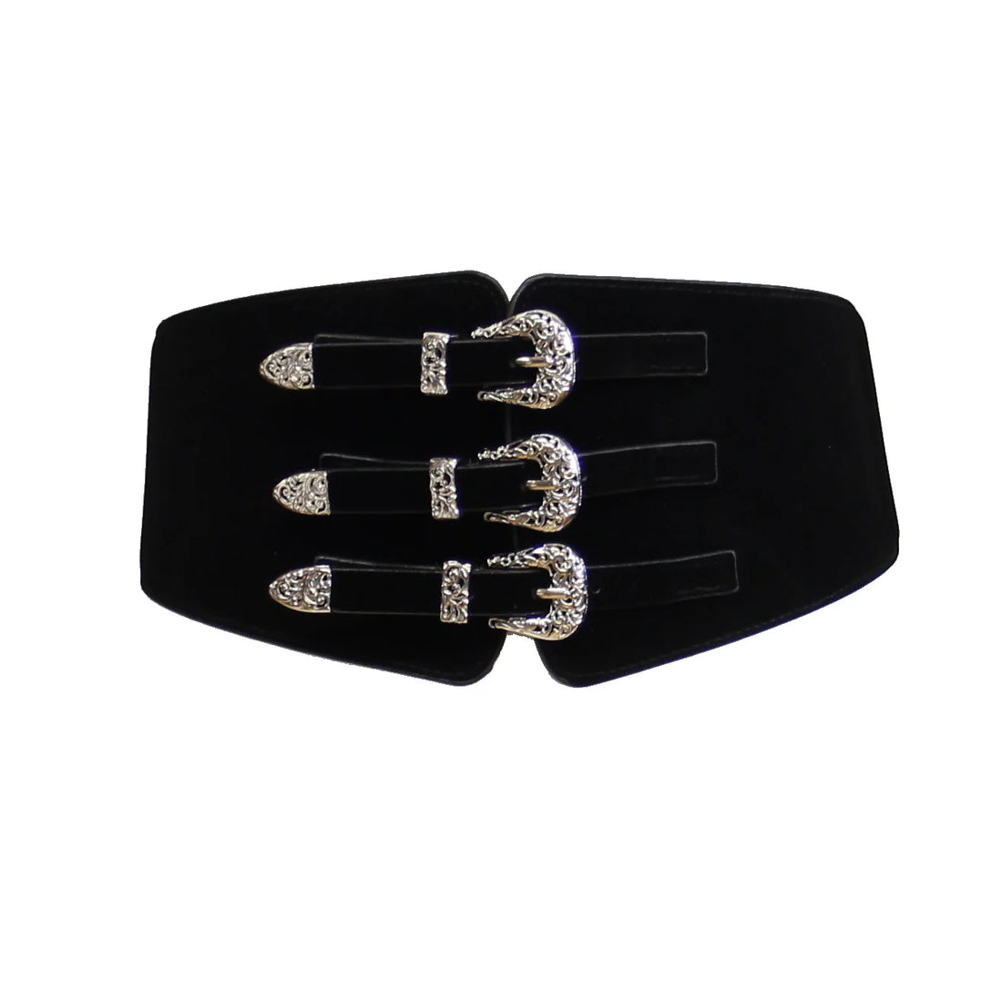 Triple Western Buckle Suede Elasticated Waist Belt - ZBELT508