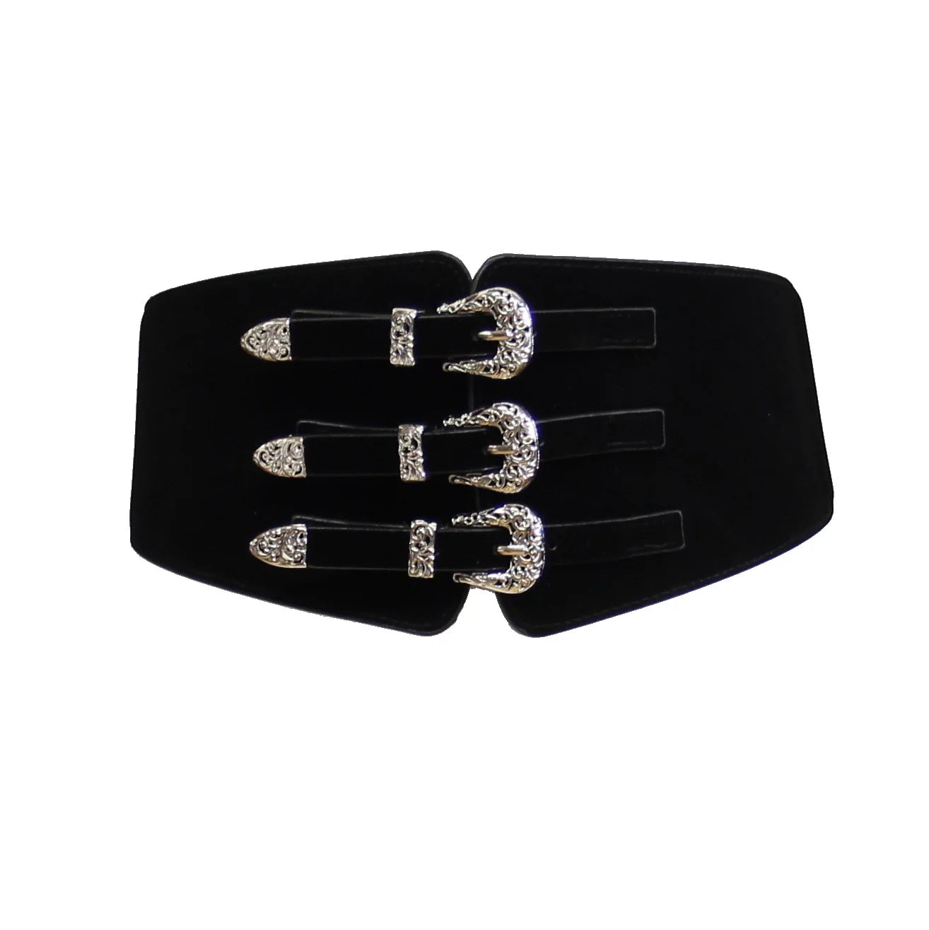 Triple Western Buckle Suede Elasticated Waist Belt - ZBELT508