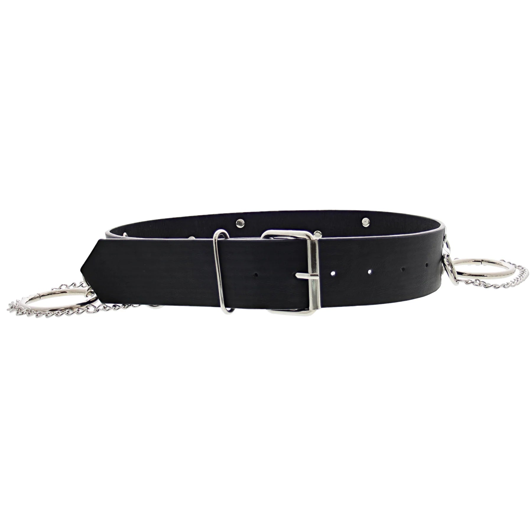 Black PU Belt with Rings &amp; Chains