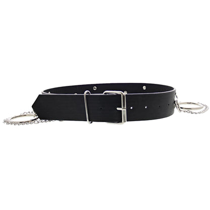 Black PU Belt with Rings &amp; Chains