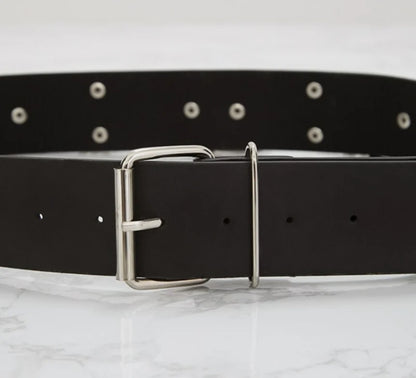 Black PU Belt with Rings &amp; Chains