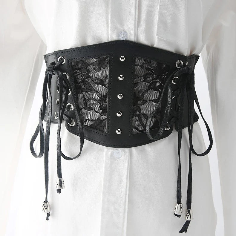 Floral Lace Corset Waist Belt - ZBELT524