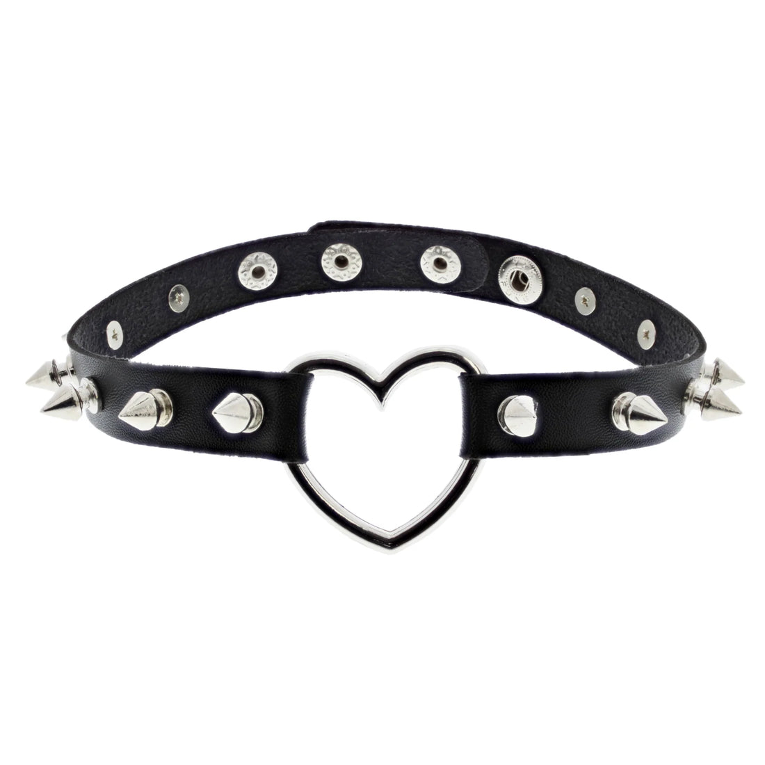PU Choker with Heart &amp; Spikes