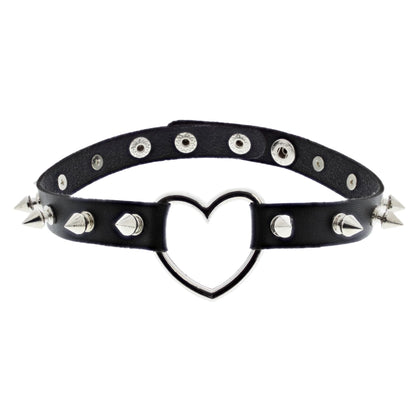 PU Choker with Heart &amp; Spikes